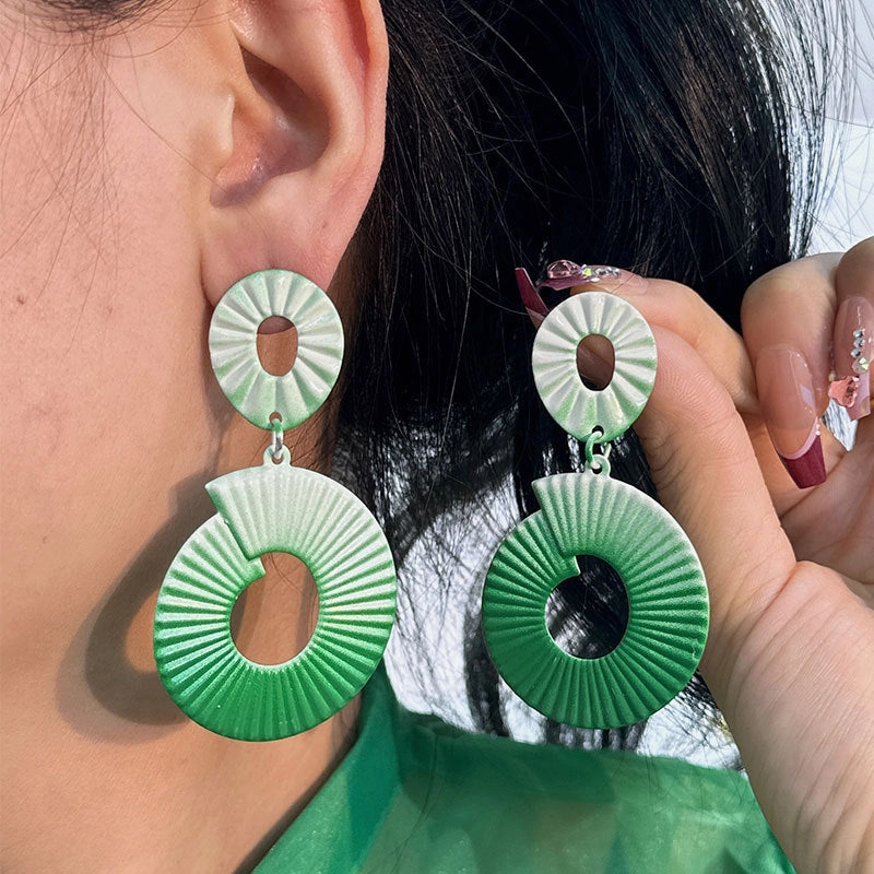 Wholesale Gradient Color Geometric Round Earrings