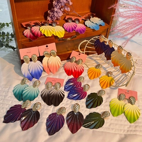 Wholesale Gradient Foliage Earrings