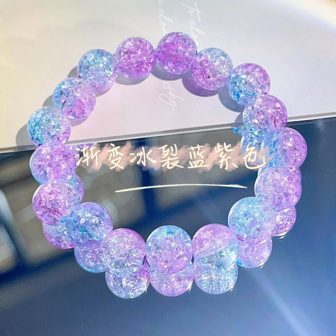 Wholesale Gradient Ice Crack Beads Beading Glass Bracelet