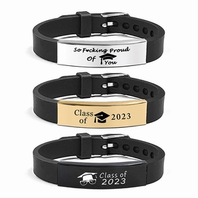 Wholesale Graduation Season Gift Engraved Stainless Steel Silicone Necklace