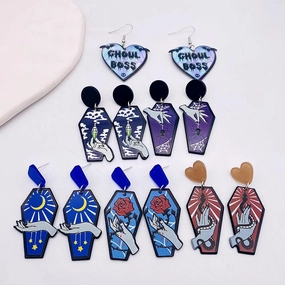 Wholesale Graffiti Coffin Acrylic Earrings
