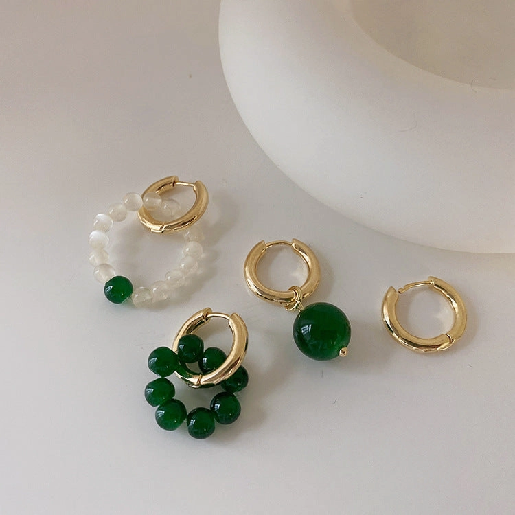 Wholesale Green Opal Alloy Earrings