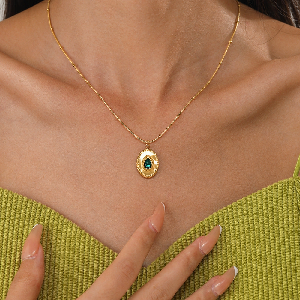 Wholesale Green Stainless Steel Creative Necklace