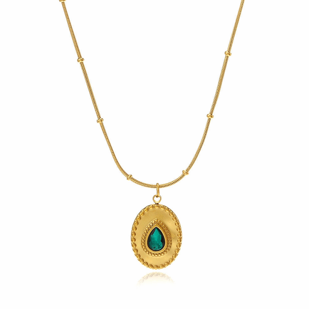 Wholesale Green Stainless Steel Creative Necklace