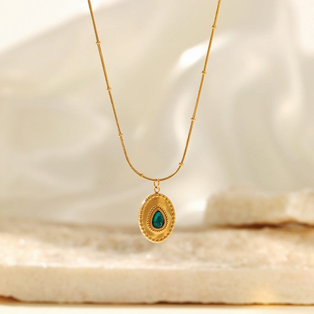 Wholesale Green Stainless Steel Creative Necklace