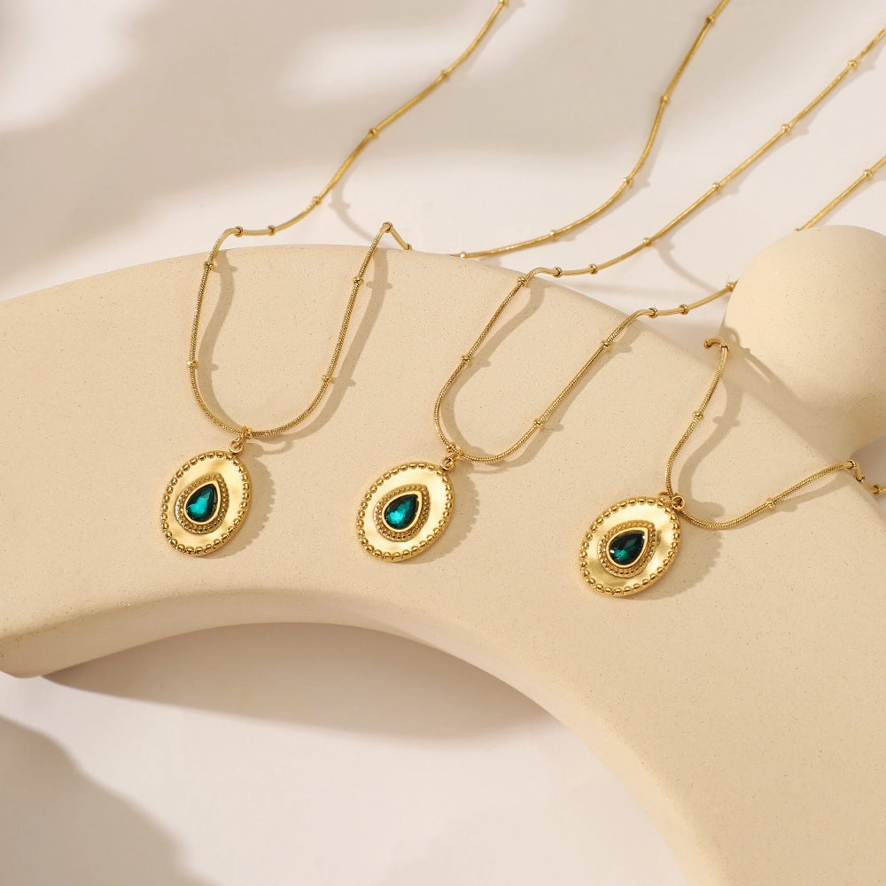 Wholesale Green Stainless Steel Creative Necklace
