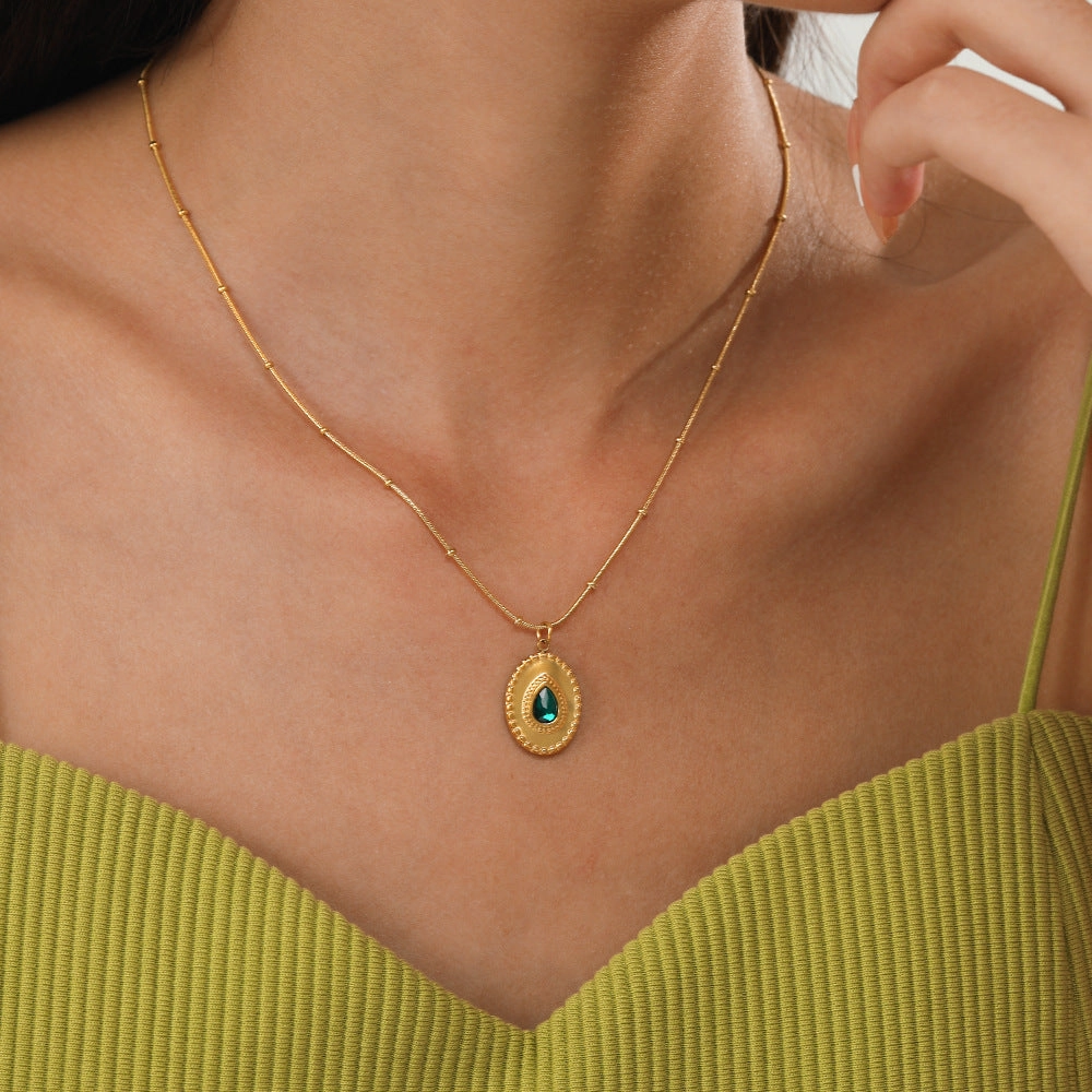 Wholesale Green Stainless Steel Creative Necklace