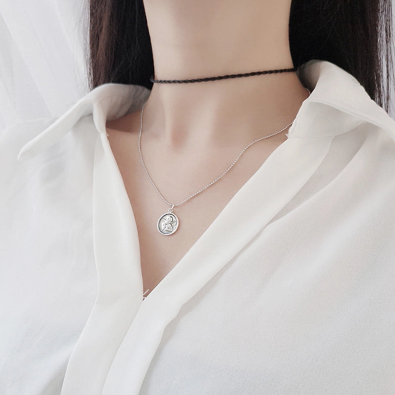 Wholesale Guardian Angel 925 Sterling Silver Clavicle Necklace