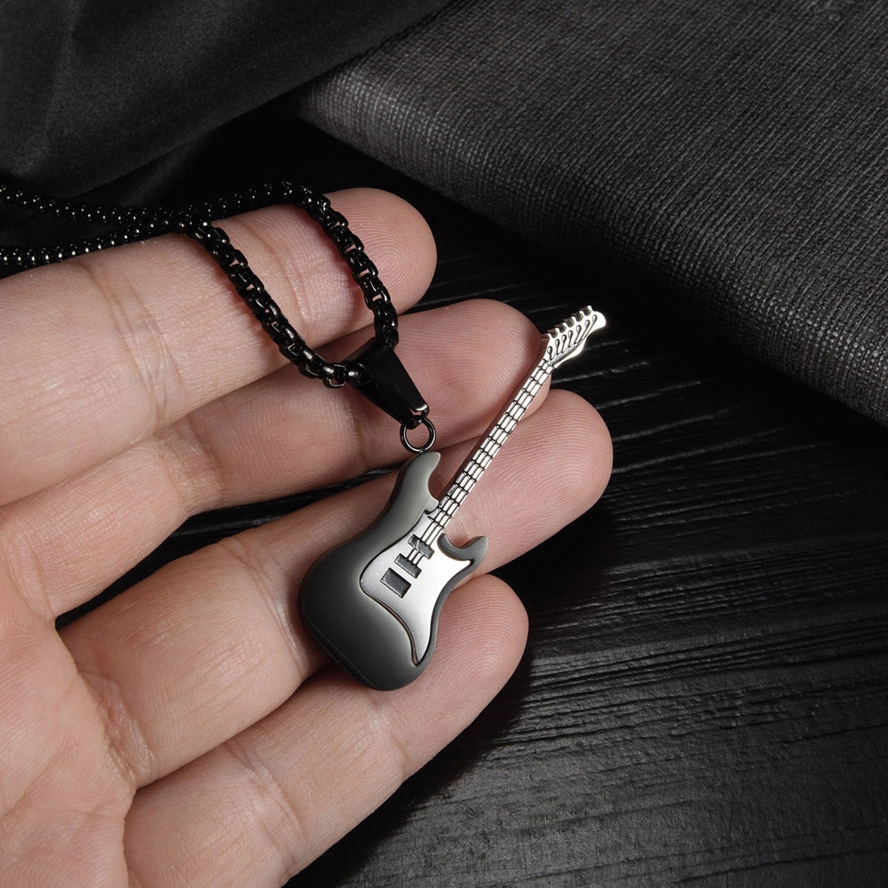 Wholesale Guitar Pendants Titanium Steel Necklaces
