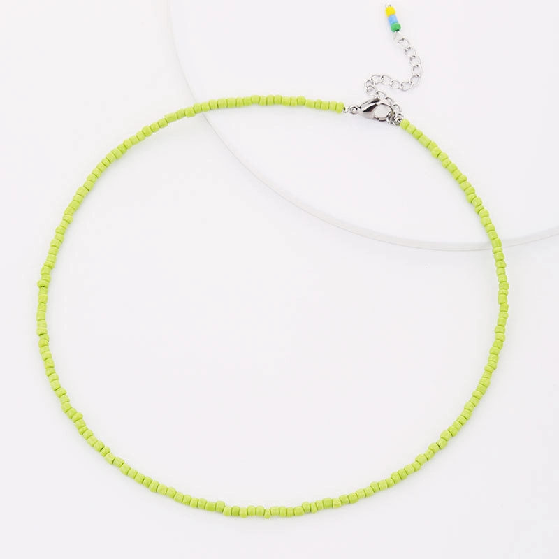 Wholesale Gut Handwoven Glass Beads Tassel Necklace Fashion Stacked Wearing Style Clavicle Chain