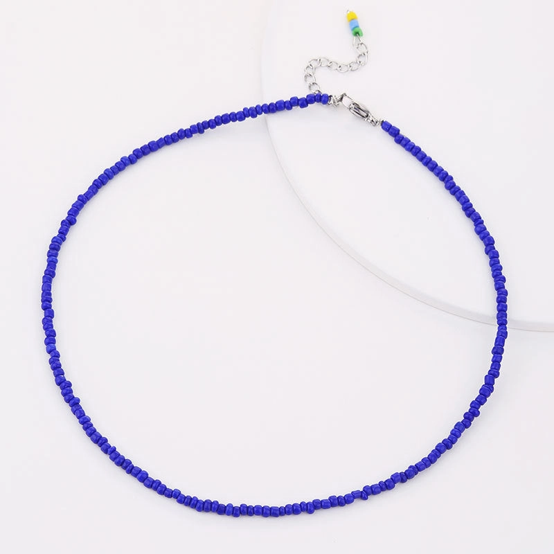 Wholesale Gut Handwoven Glass Beads Tassel Necklace Fashion Stacked Wearing Style Clavicle Chain