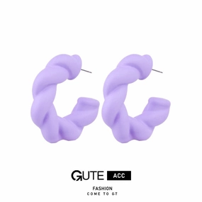 Wholesale Gut Simple Solid Color Commuter C Shape Twist Acrylic Earrings