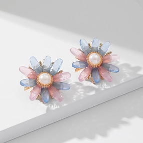 Wholesale Gut Simulation Three-dimensional Pearl Flower Simple Ladies Earrings