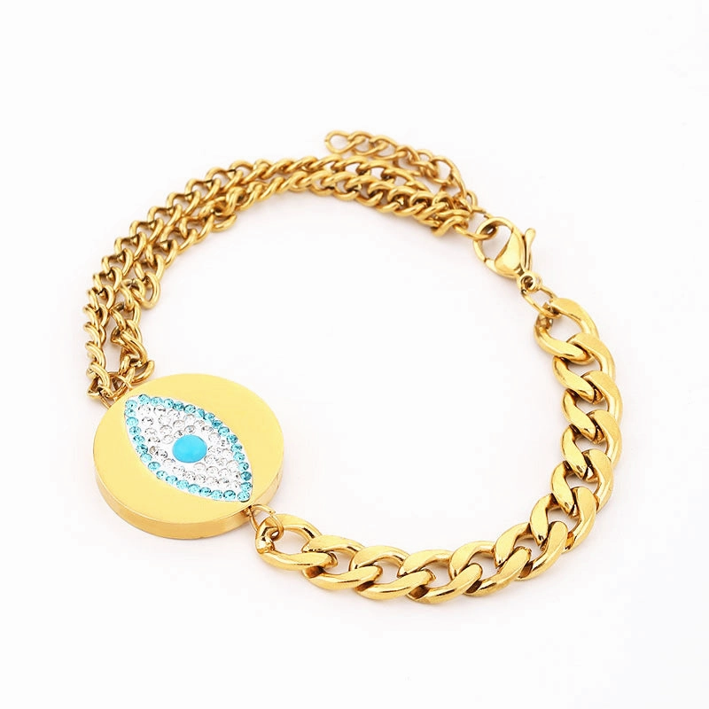 Wholesale Gute Double Layer Necklace Devil Eyes Earrings Ring Jewelry Set