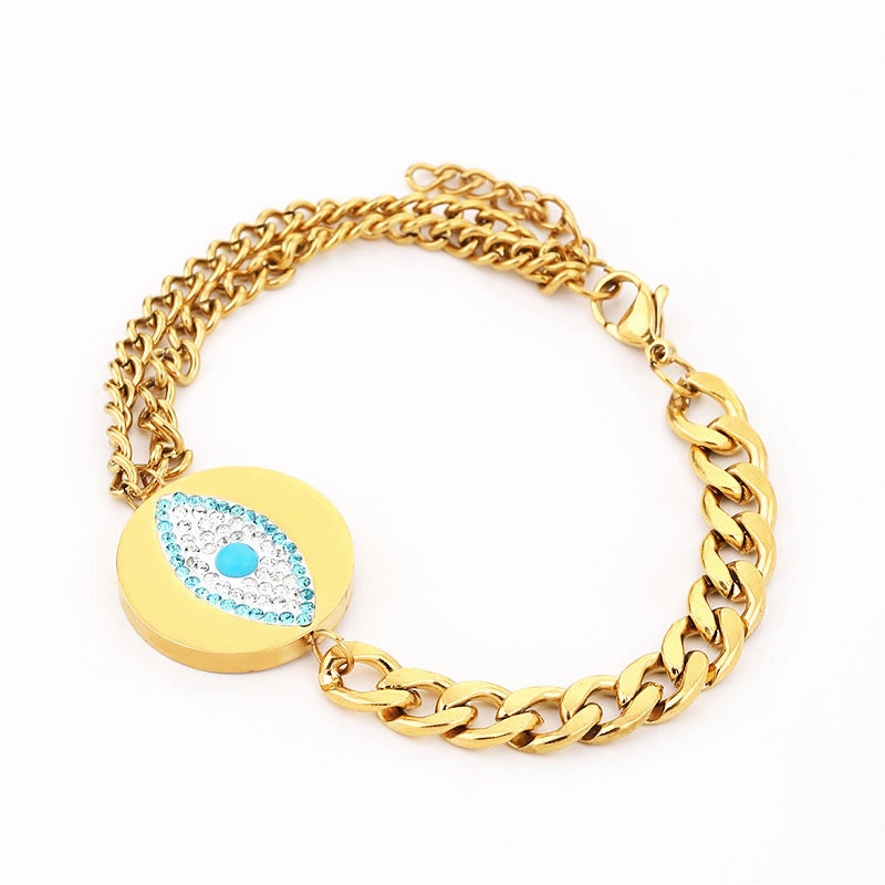 Wholesale Gute Double Layer Necklace Devil Eyes Earrings Ring Jewelry Set