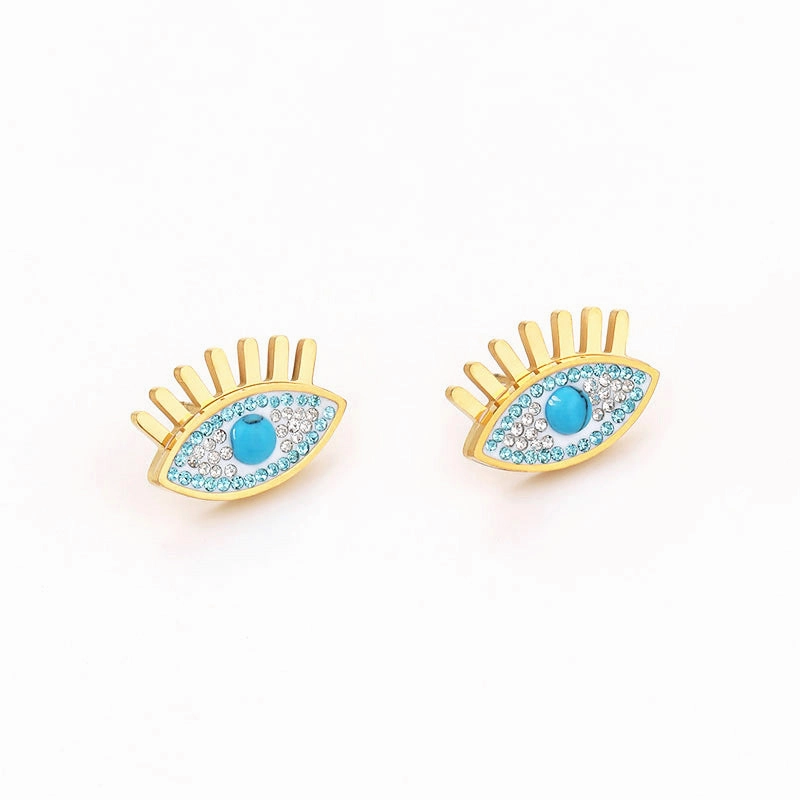 Wholesale Gute Double Layer Necklace Devil Eyes Earrings Ring Jewelry Set