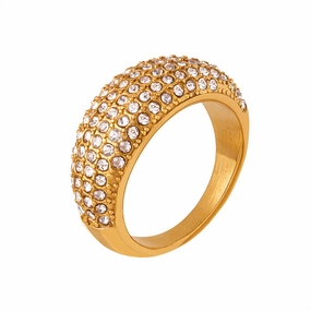 Wholesale Gypsophila Full Diamond Czech Diamond Titanium Steel Gold Plated Ring