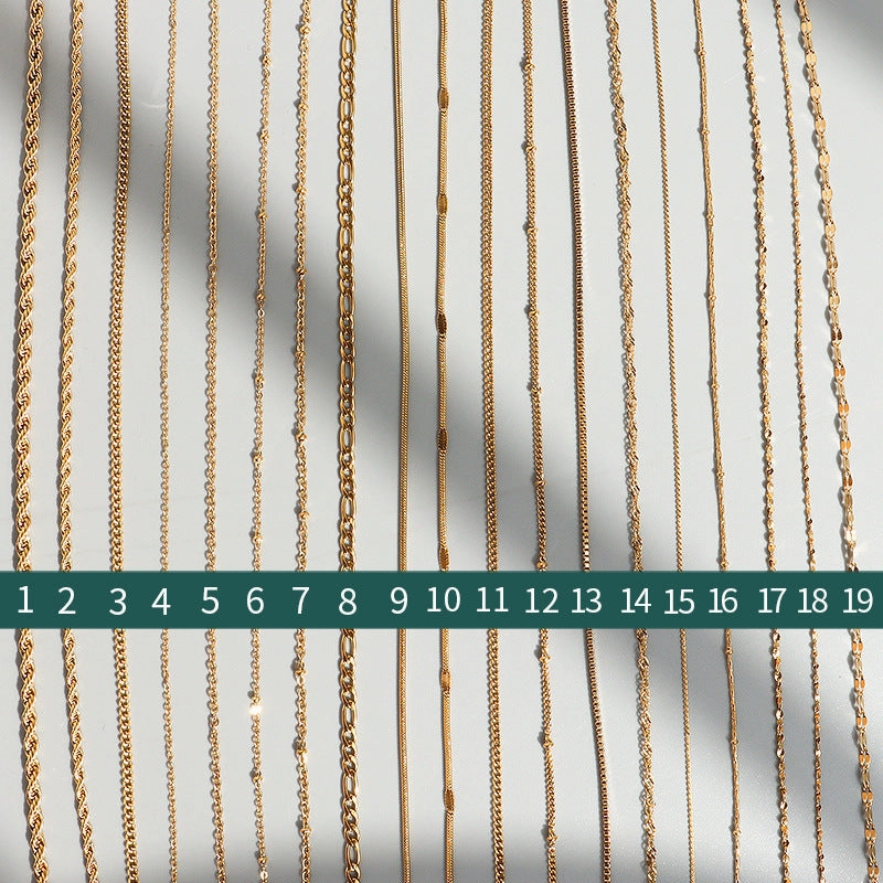 Wholesale Gypsophila Snake Bone Chain Titanium Steel 18K Gold Clavicle Necklace
