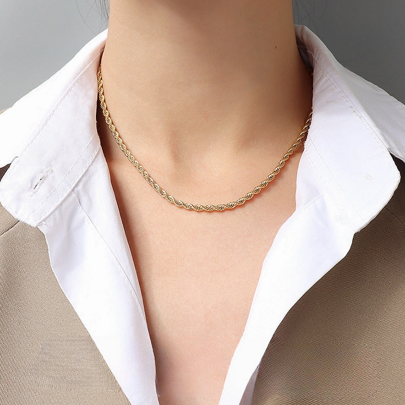 Wholesale Gypsophila Snake Bone Chain Titanium Steel 18K Gold Clavicle Necklace