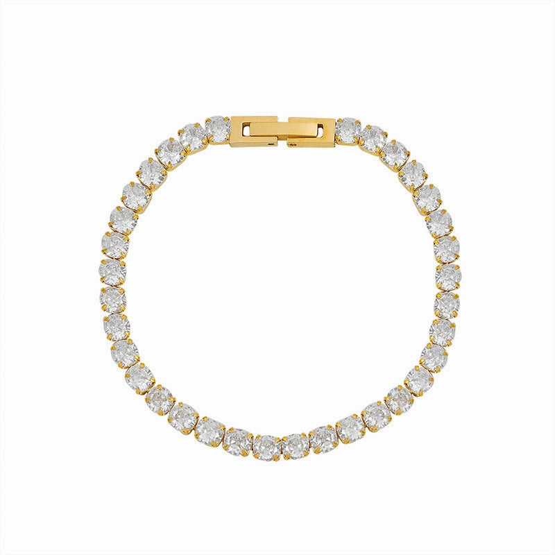 Wholesale Gypsophila Zircon Titanium Steel 18K Gold Plated Bracelet