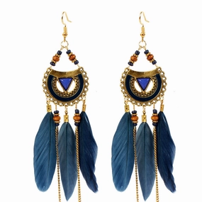 Wholesale Half Round Alloy Feather Earrings