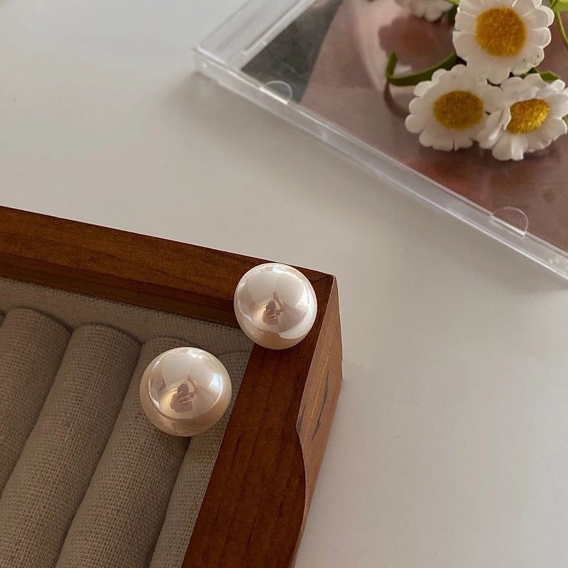 Wholesale Half Round Pearl Alloy Earrings