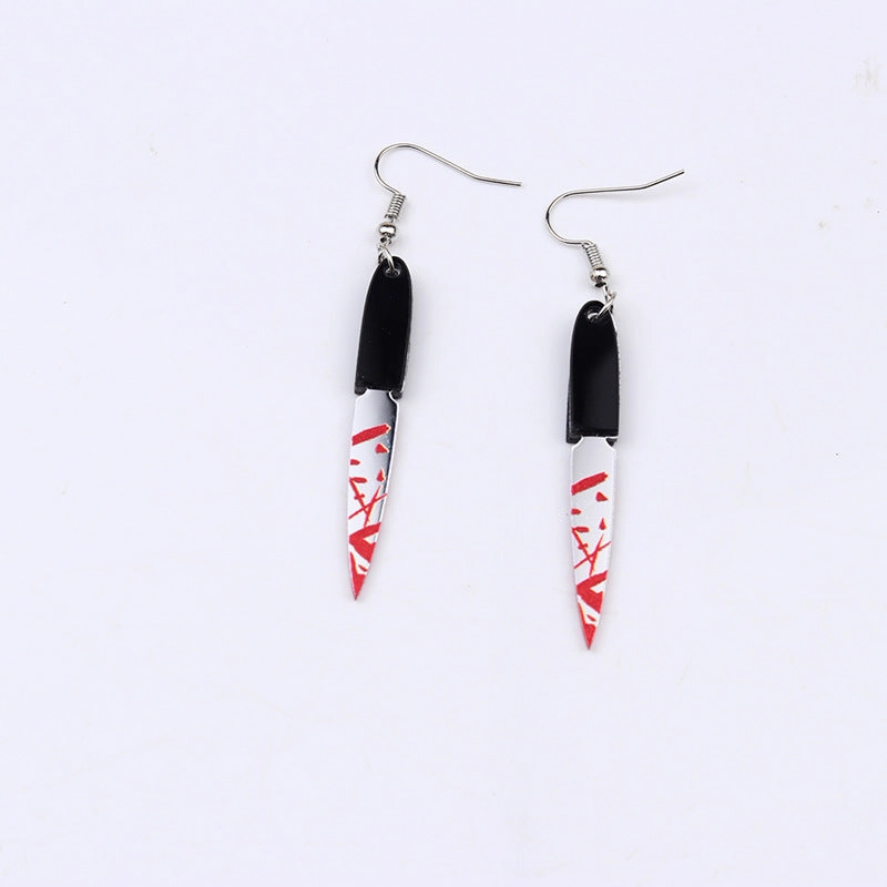 Wholesale Halloween Acrylic Print Blood Knife Earrings