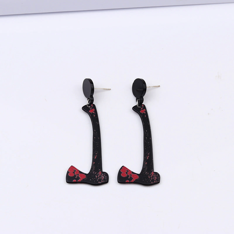 Wholesale Halloween Acrylic Print Blood Knife Earrings