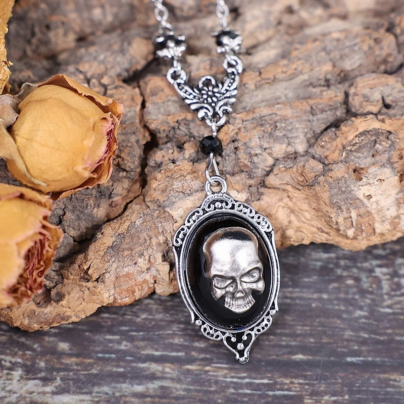 Wholesale Halloween Animal Bat Black Gemstone Alloy Necklace