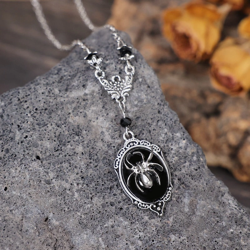 Wholesale Halloween Animal Bat Black Gemstone Alloy Necklace
