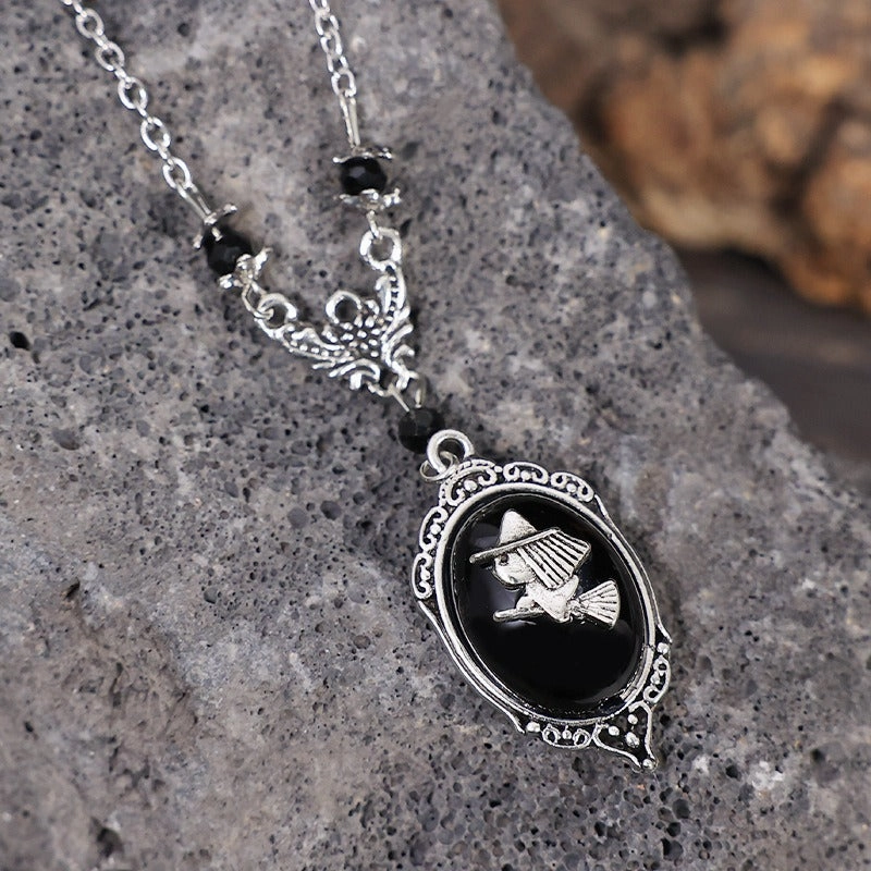 Wholesale Halloween Animal Bat Black Gemstone Alloy Necklace