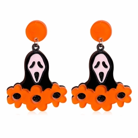 Wholesale Halloween Animal Bones Bone Green Eyes Cartoon Black Cat Acrylic Earrings