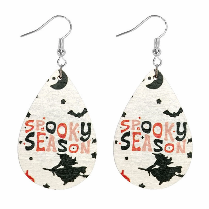Wholesale Halloween Bat Drop Shape Wooden Earrings