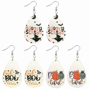 Wholesale Halloween Bat Drop Shape Wooden Earrings