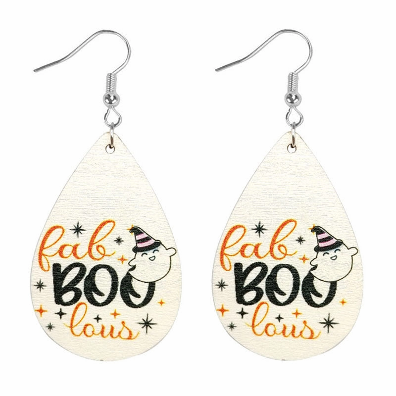 Wholesale Halloween Bat Drop Shape Wooden Earrings