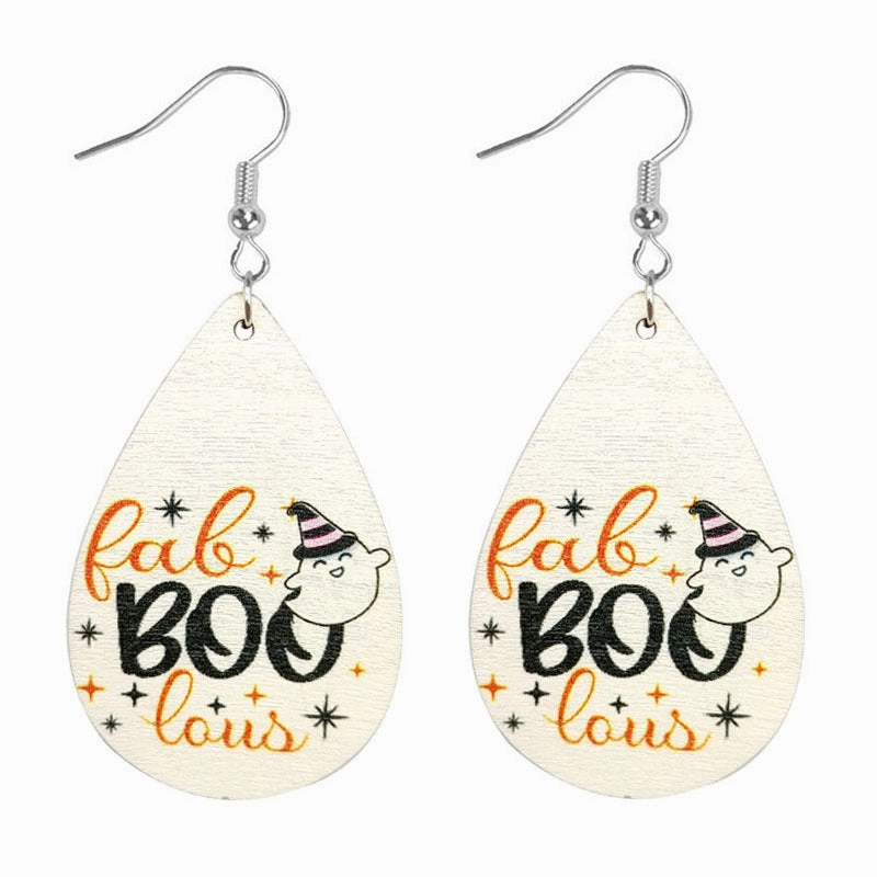 Wholesale Halloween Bat Drop Shape Wooden Earrings