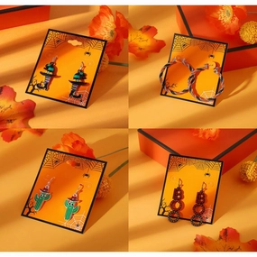 Wholesale Halloween BOO Cartoon Funny Boots Cactus Alloy Earrings