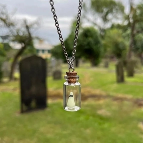Wholesale Halloween Bottle Luminous Ghost Necklace