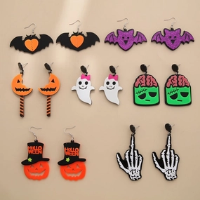 Wholesale Halloween Cartoon Printed Acrylic Earrings