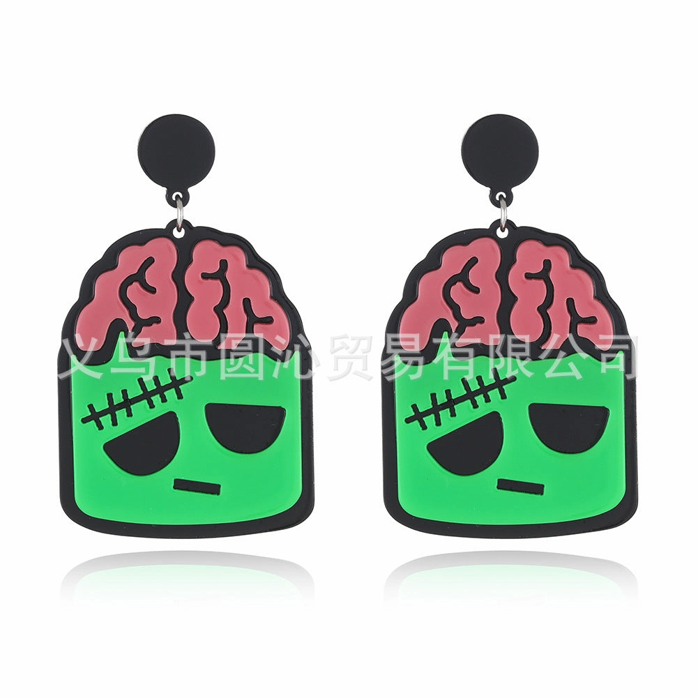 Wholesale Halloween Cartoon Printed Acrylic Earrings