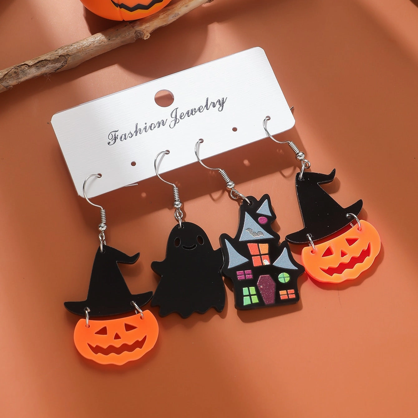 Wholesale Halloween Cartoons Spooky Ghosts Pumpkin Acrylic Earrings