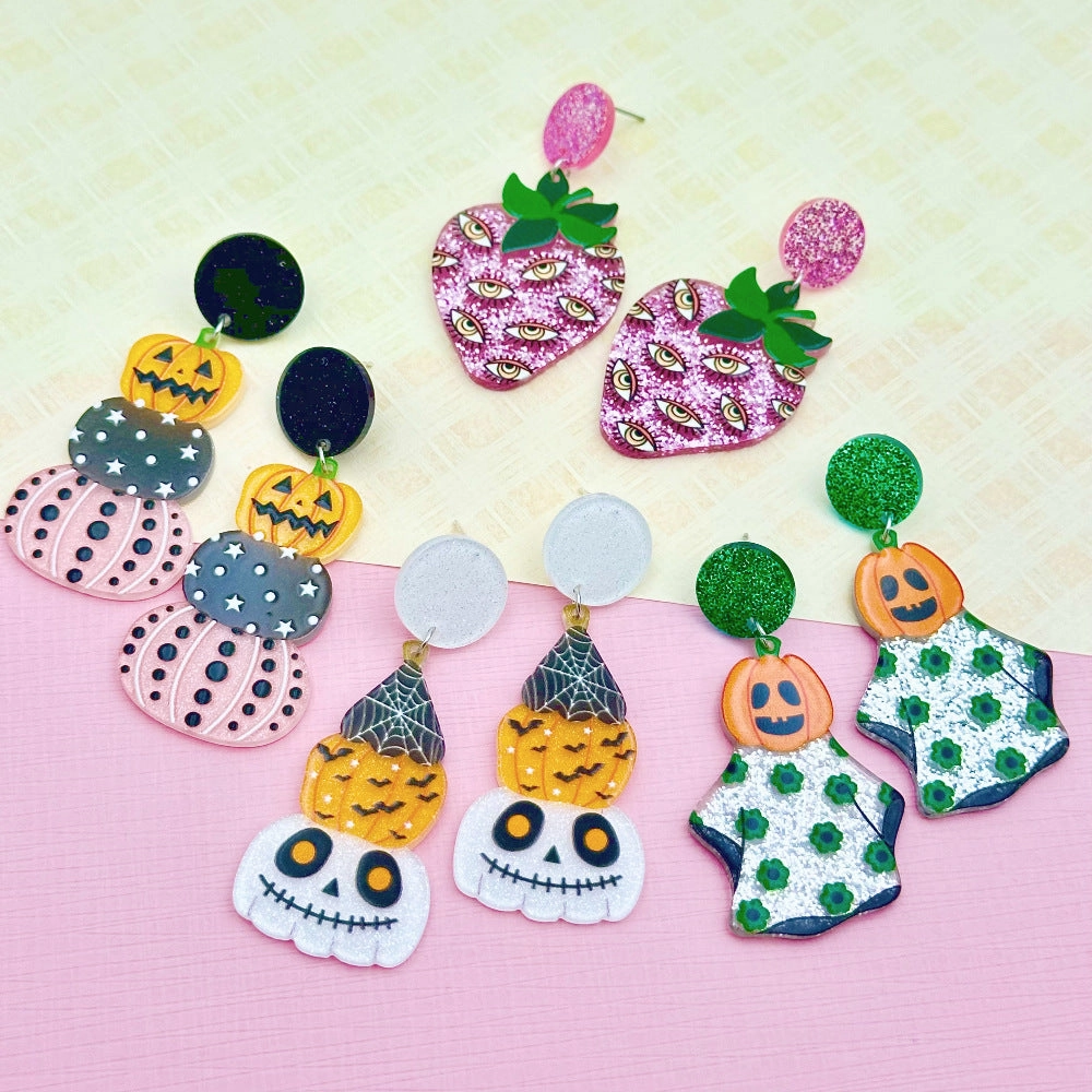 Wholesale Halloween Colorful Ghost Eyes Acrylic Earrings