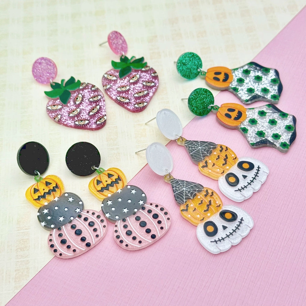 Wholesale Halloween Colorful Ghost Eyes Acrylic Earrings