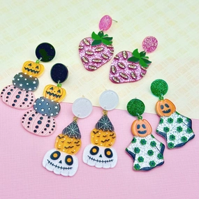 Wholesale Halloween Colorful Ghost Eyes Acrylic Earrings