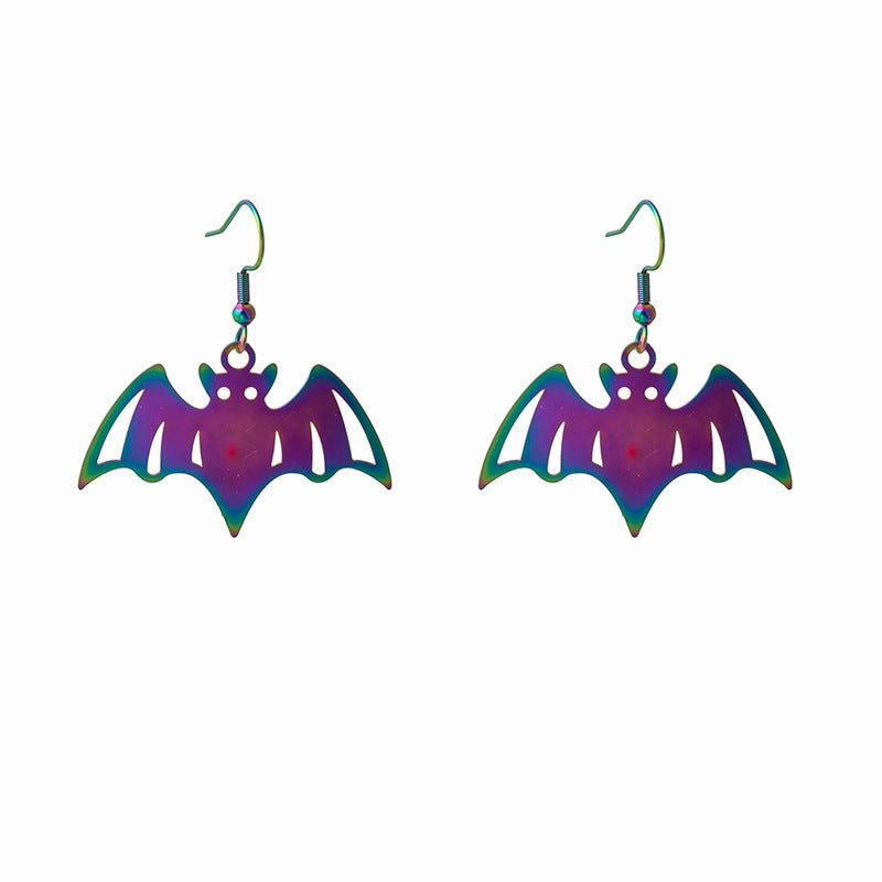 Wholesale Halloween Colorful Gradient Plating Color Matching Stainless Steel Earrings