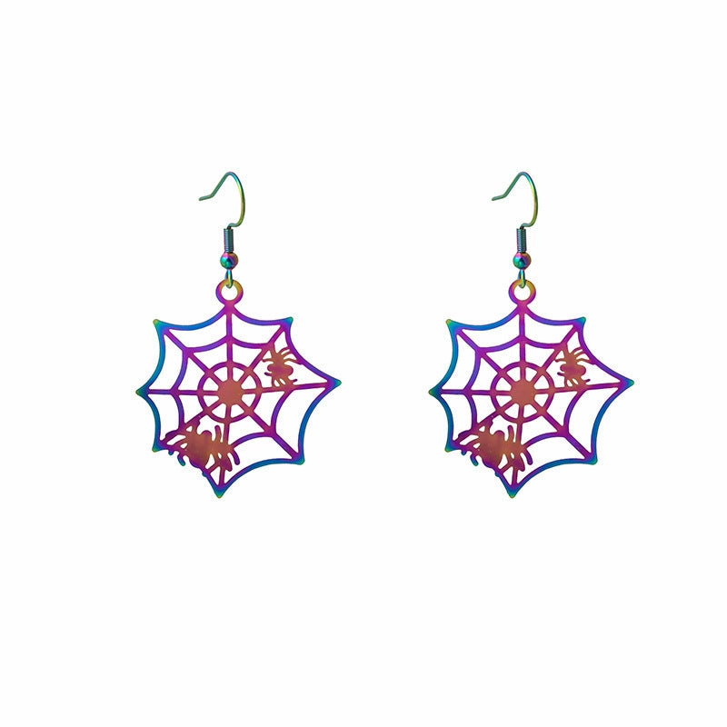Wholesale Halloween Colorful Gradient Plating Color Matching Stainless Steel Earrings
