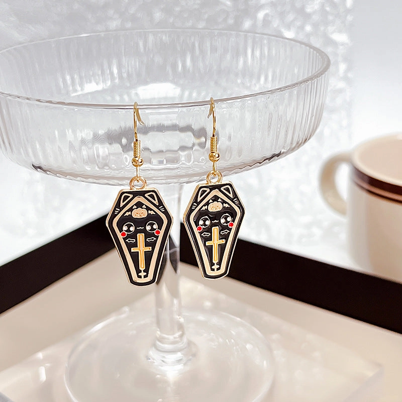 Wholesale Halloween Dark Series Owl Alloy Earrings