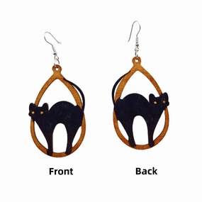 Wholesale Halloween Double Sided Wood Earrings