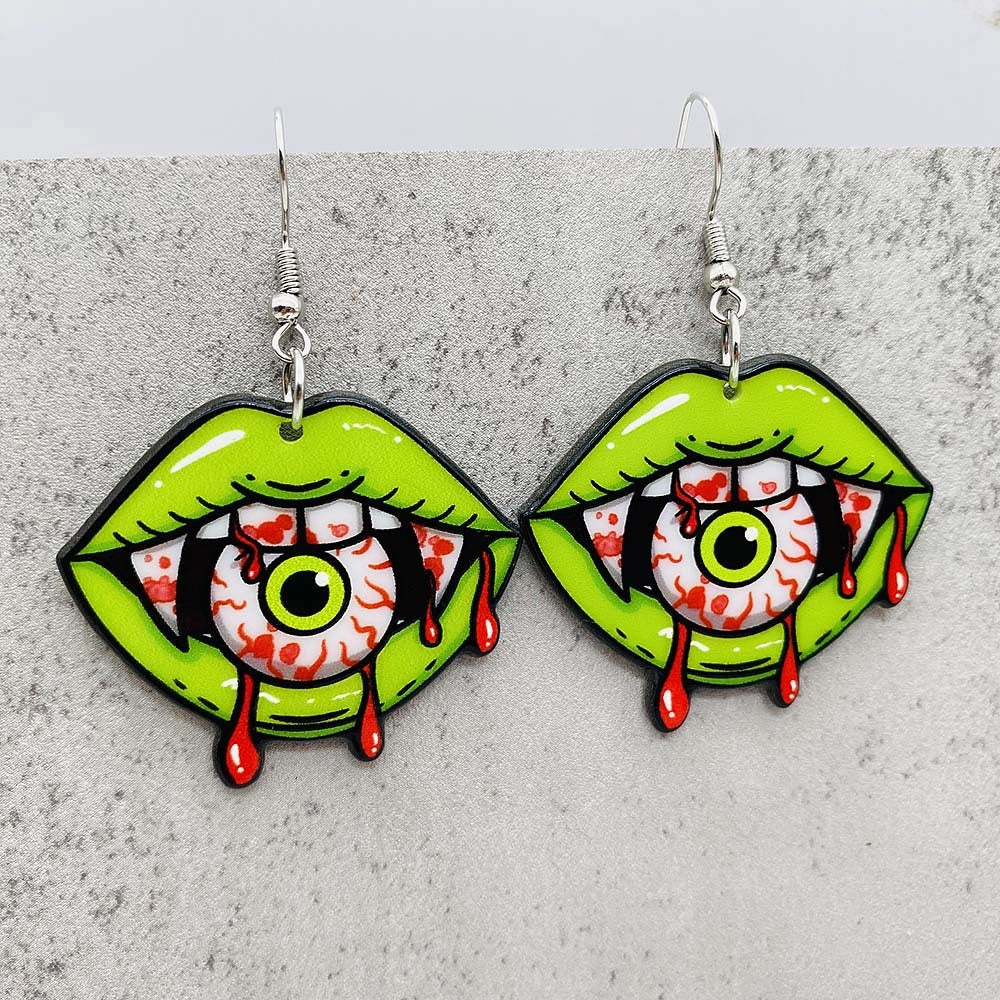 Wholesale Halloween Earrings Horror Eyeball Lips Acrylic Drop Earrings