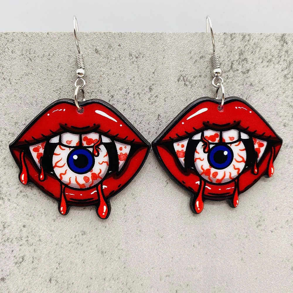 Wholesale Halloween Earrings Horror Eyeball Lips Acrylic Drop Earrings